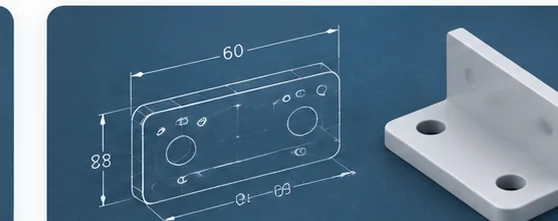 Szemléltető műszaki rajz és 3D modell egyedi tartóelemről